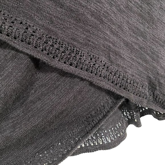 Anthro Moth Navy Blue Crossover Lightweight Crochet Trimmed Sweater Size M - Picture 2 of 9